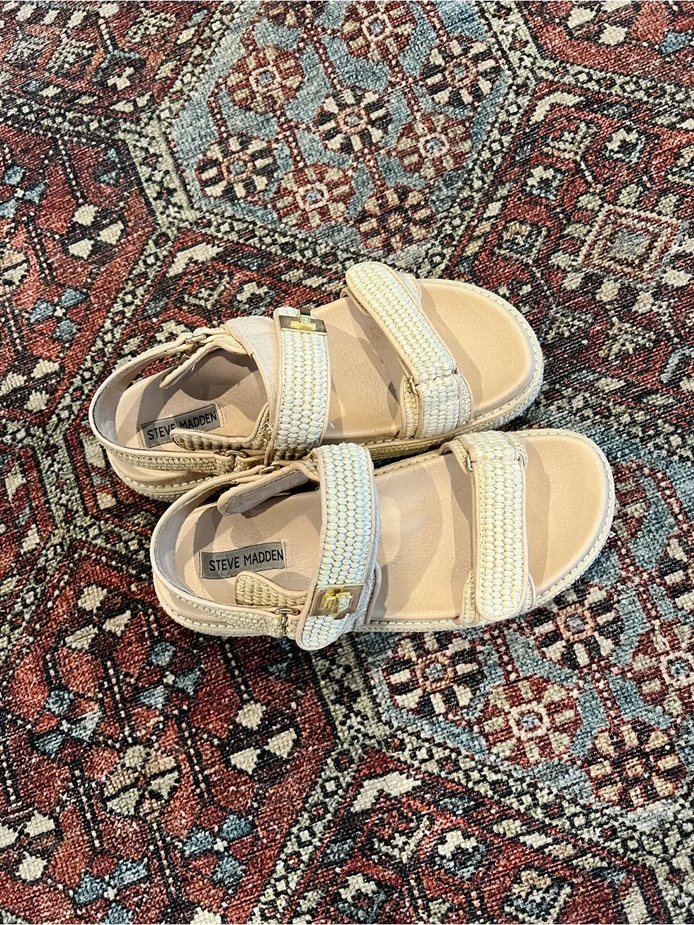 Steve Madden Cream Braided Strap Sandals